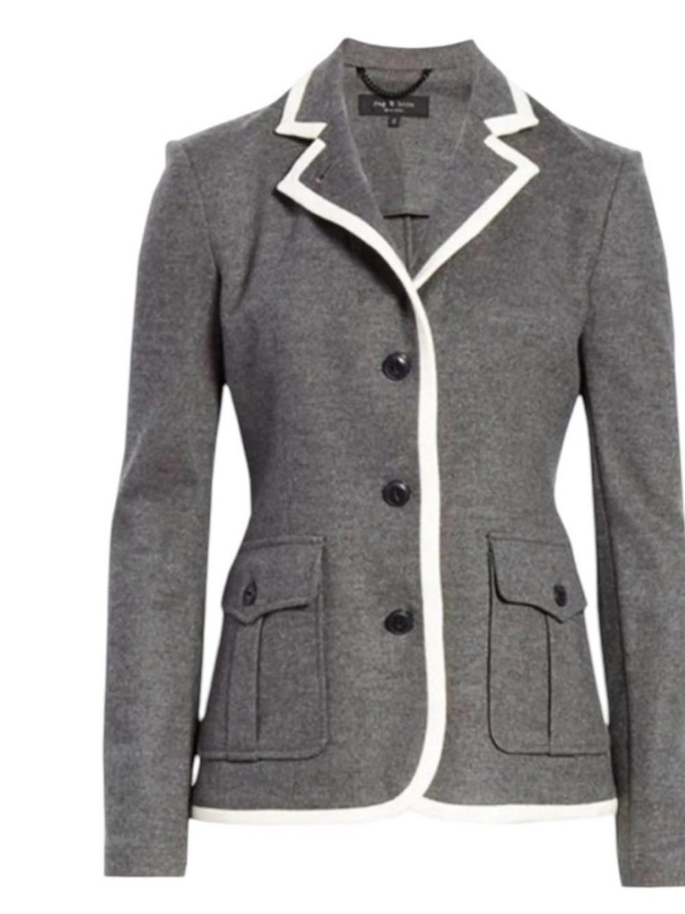Rag & Bone Uni Wool Knit Blazer Button-Front 100% Wool unlined patch pockets 6 - Picture 2 of 11